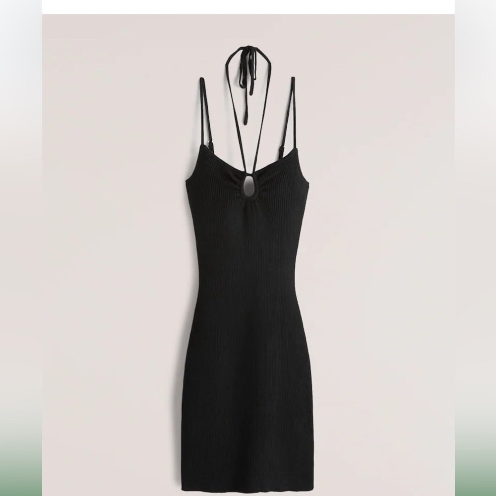 Abercrombie Black Mini Dress in Size XL Strappy Sweater Dress